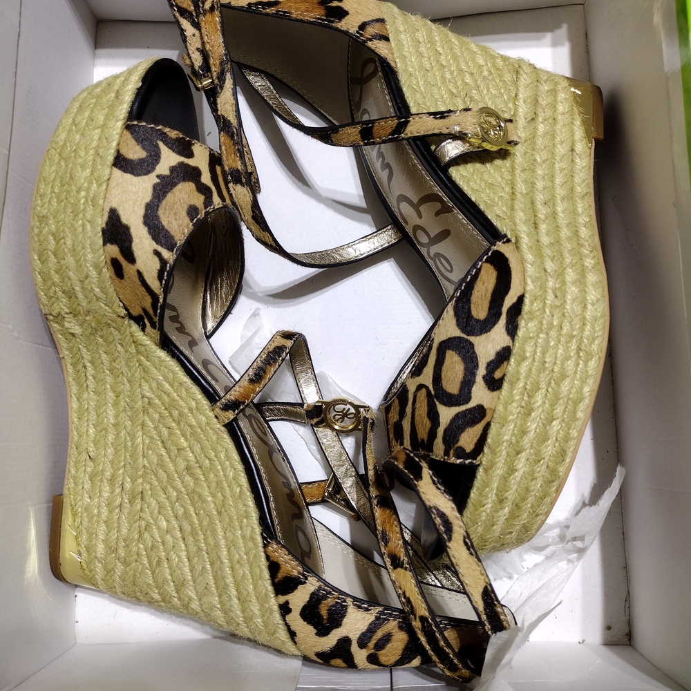 Never Worn Sam Edelman Brown Tan Wedge Espadrilles